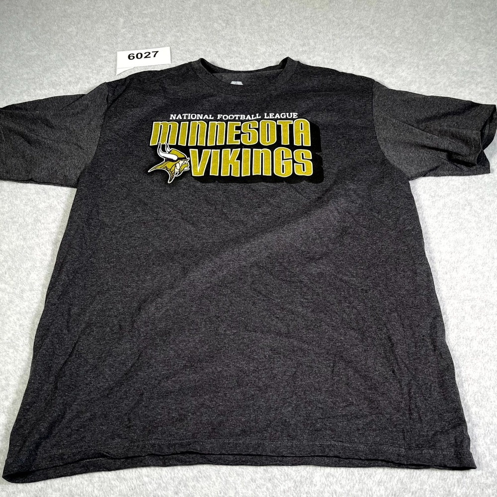 Minnesota Vikings T Shirt Mens Large Gray Cotton NFL Football Sports Fan Wear‎